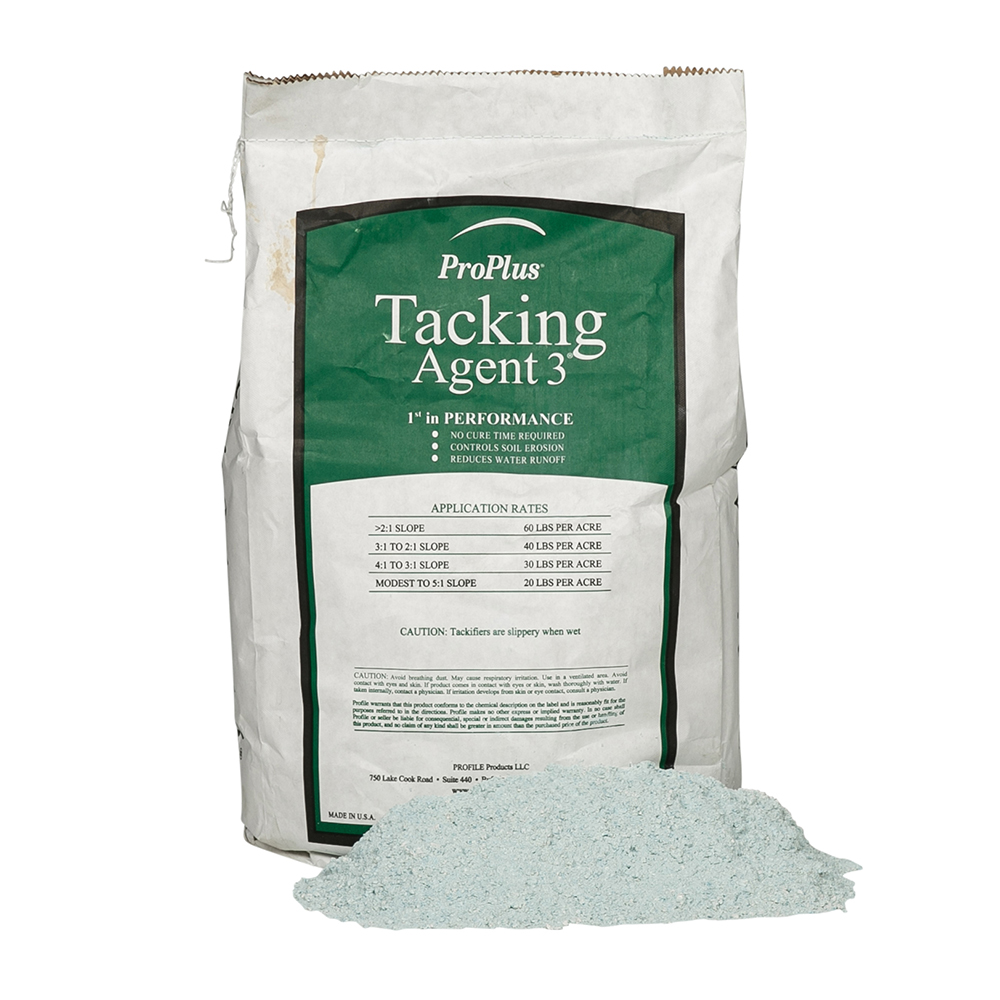 Tackifier or tacking agent for hydraulically-applied mulch.