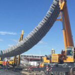 Installing interlocking concrete units to protect against water's highly-erosive forces.