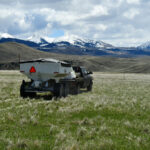 Native perennial fertilizer was applied with a truck and a pull-behind hopper-spreader cart