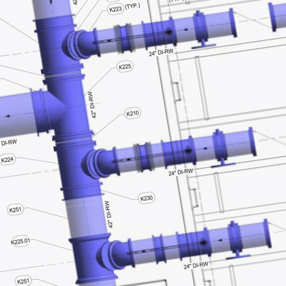 VDC Software showcasing piping for large water treatment plant expansion.