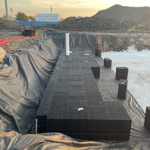 R-Tank underground stormwater storage modules installation