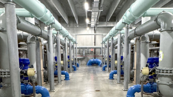 Pipes in a water treatment plant