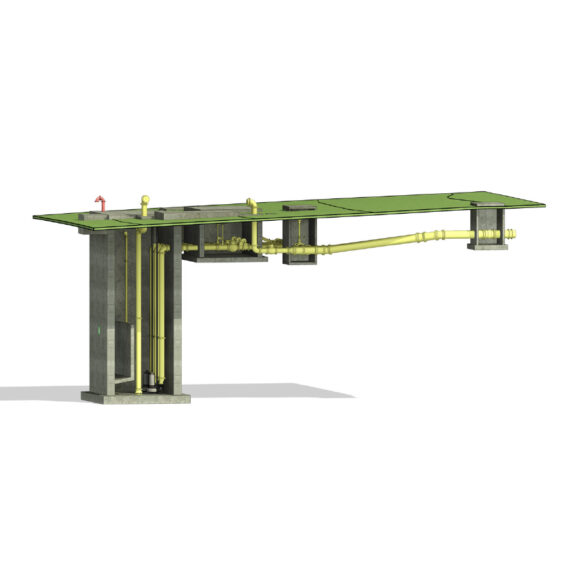 Underground 3D rendering of lift station piping