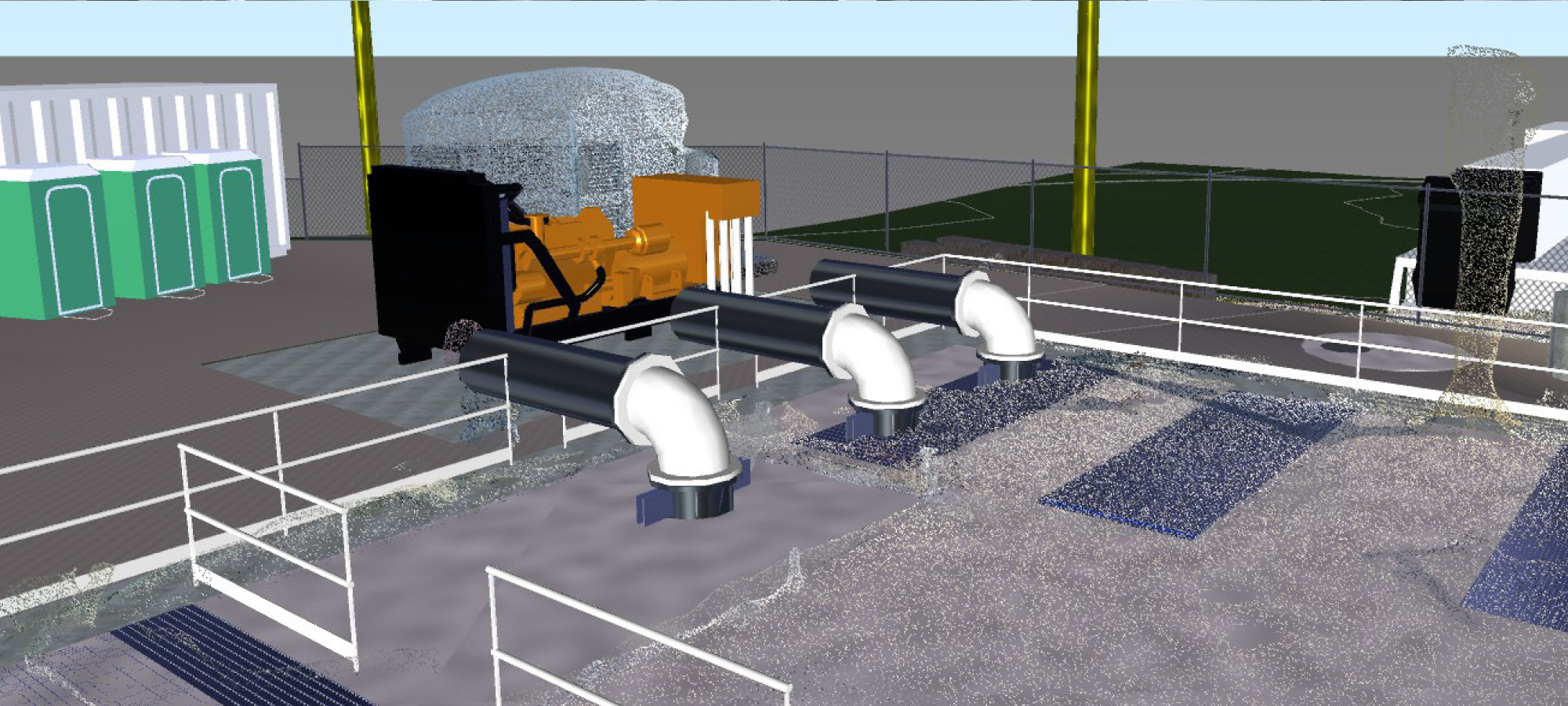 VDC rendering of lift station pipes