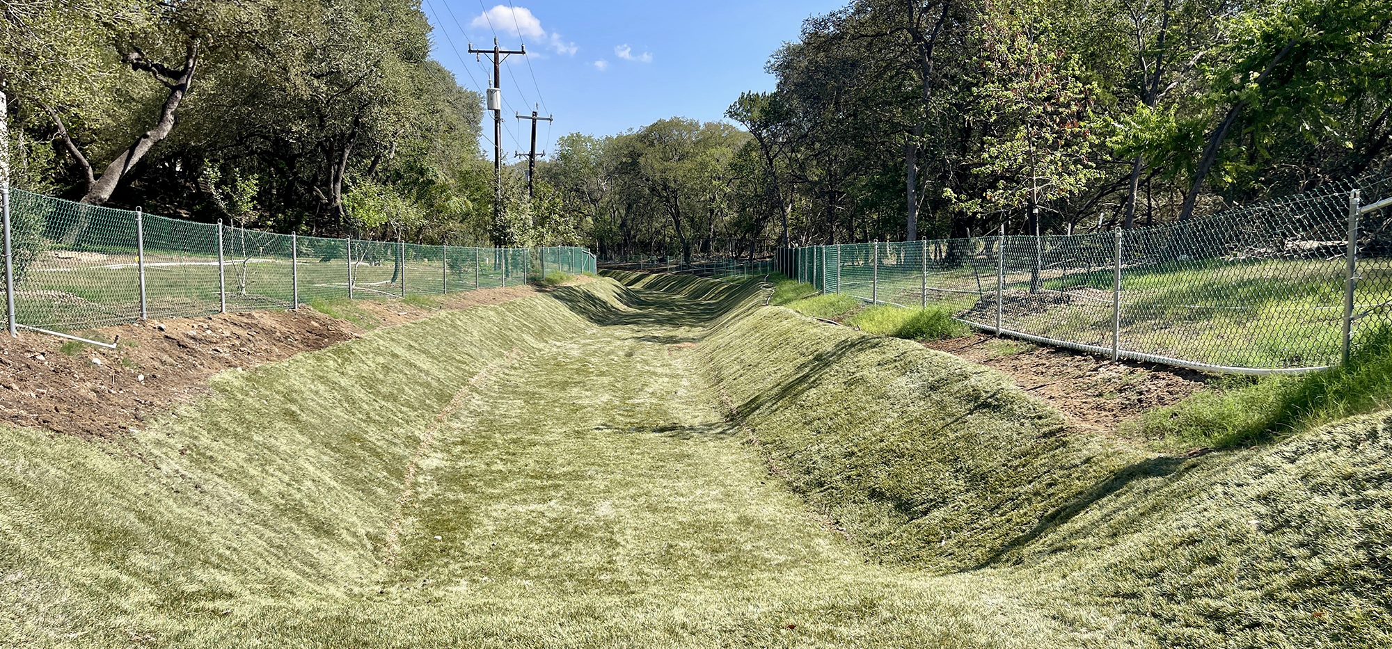 Olympia Hills Drainage Channel with newly installed HydroTurf Z to increase hydraulic capacity.