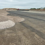 Tensar HX145 laid on top of crushed concrete for stabilization.